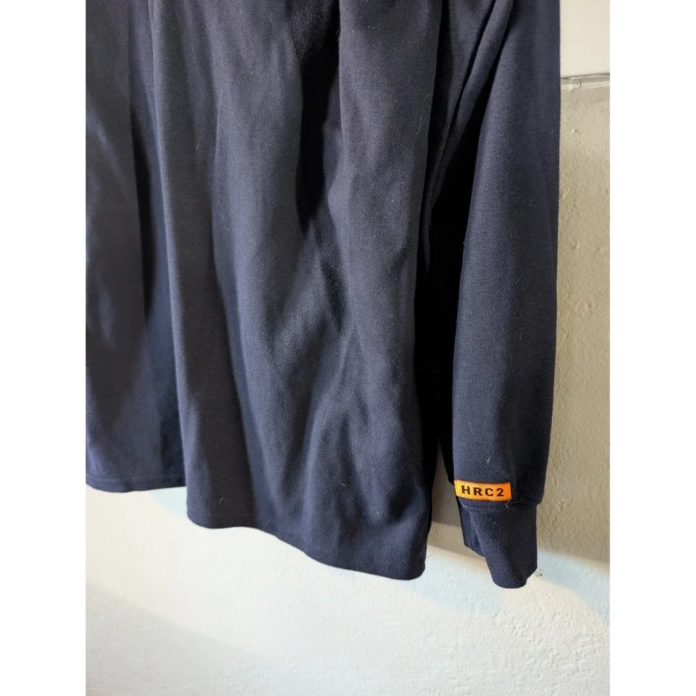 Wrangler Flame Resistant Long Sleeve Workwear Navy Blue Henley Oversized Mens‎ M